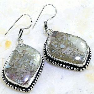 Ocean Agate Handcrafted 925SS Earrings